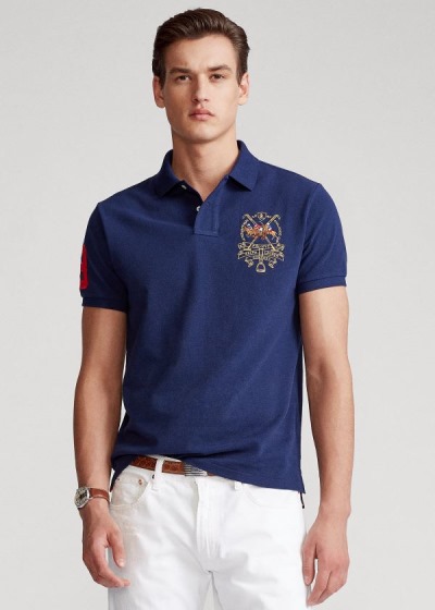 Men's Polo Ralph Lauren Custom Slim Triple-Pony Polos | 029653GYR